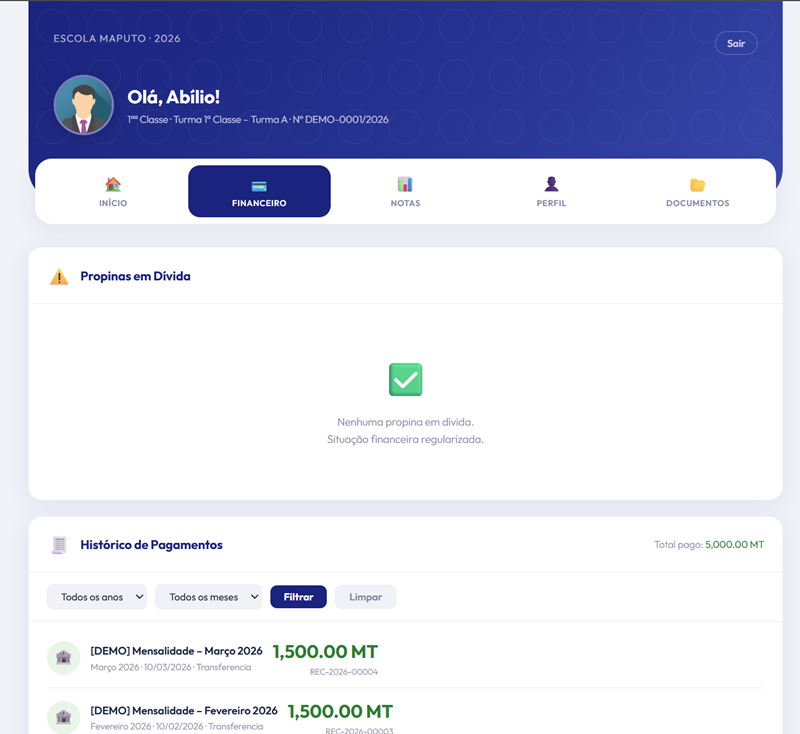 Portal do Aluno SoftGenial